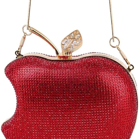 Sparkly Apple Rhinestone Handbags Diamond Women Evening Bags Bling Minaudiere Cl - Picture 1 of 8